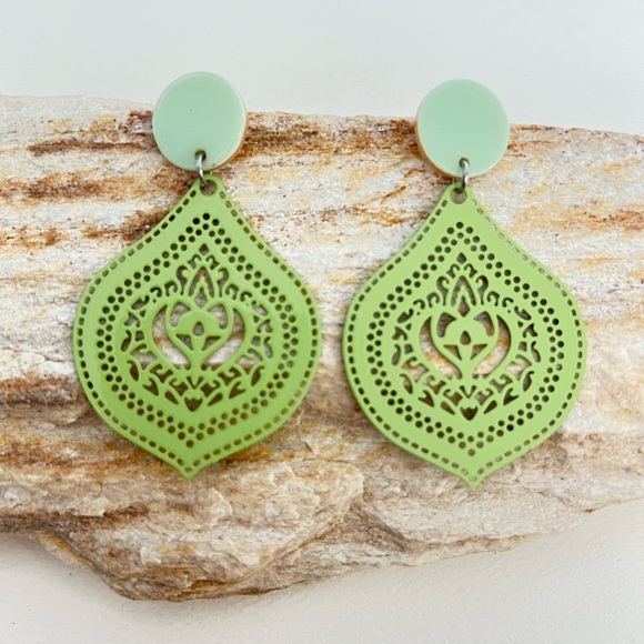 Colorful Ornate Earrings - Pop-of-color Statement Earrings - Summer Earrings - Picture 10 of 16